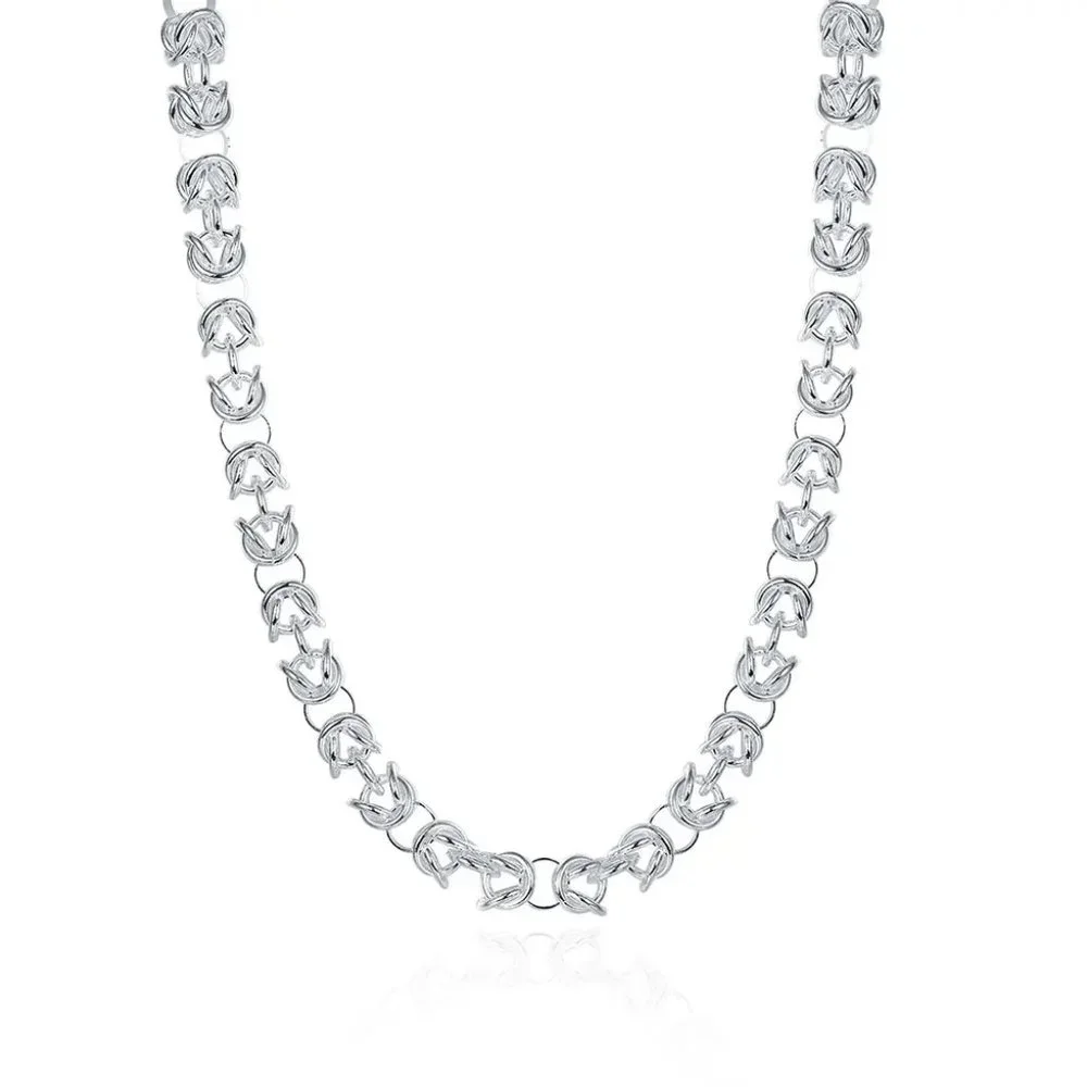 18 Inch Long Byzantine Toggle Chain  7mm Wide Stamped .925 Solid Sterling Silver